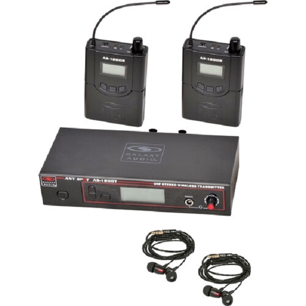 Galaxy Audio AS-1200 Twin Pack Wireless In-Ear Monitor System with 2 Receivers & EB4 Earbuds (P4: 470 to 494 MHz)