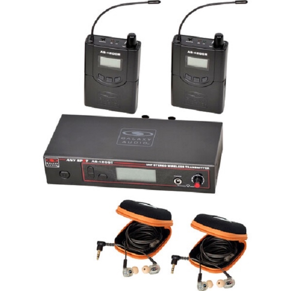 Galaxy Audio AS-1210-2 TWIN PACK 210 Channel Stereo Wireless Personal In-Ear Monitor System with 2 Receivers and 2 EB10 Professional Dual Driver Ear Buds Included Frequency CODE N