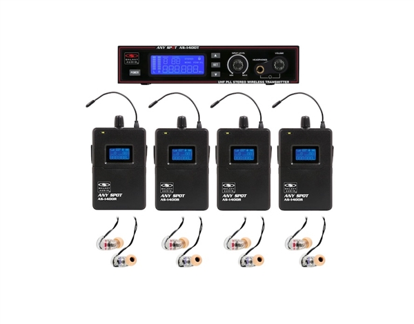 Galaxy Audio AS-1406 UHF Wireless In-Ear Monitor System for 4 Users Freq M