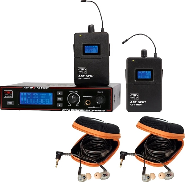 Galaxy Audio AS-1410-2M Wireless In-Ear Monitor System, 2 receivers, 2 EB10 Ear Buds