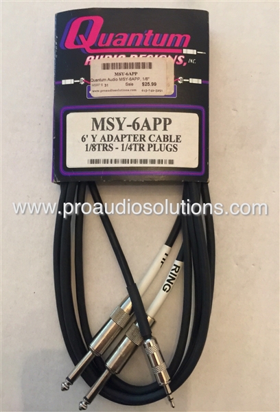 Quantum Audio MSY-6APP - 1/8-inch TRS(m) to Two 1/4-inch TS(m) Cable - 6 Ft.,Quantum Audio