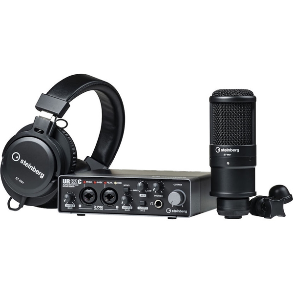 Steinberg UR22C Recording Pack with 2x2 USB Gen 3.1 Audio Interface, Headphones & Studio Mic