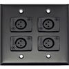 Whirlwind WP2B/4FW, 2 Gang 4 XLR FeMale wall plate, BLACK Aluminum